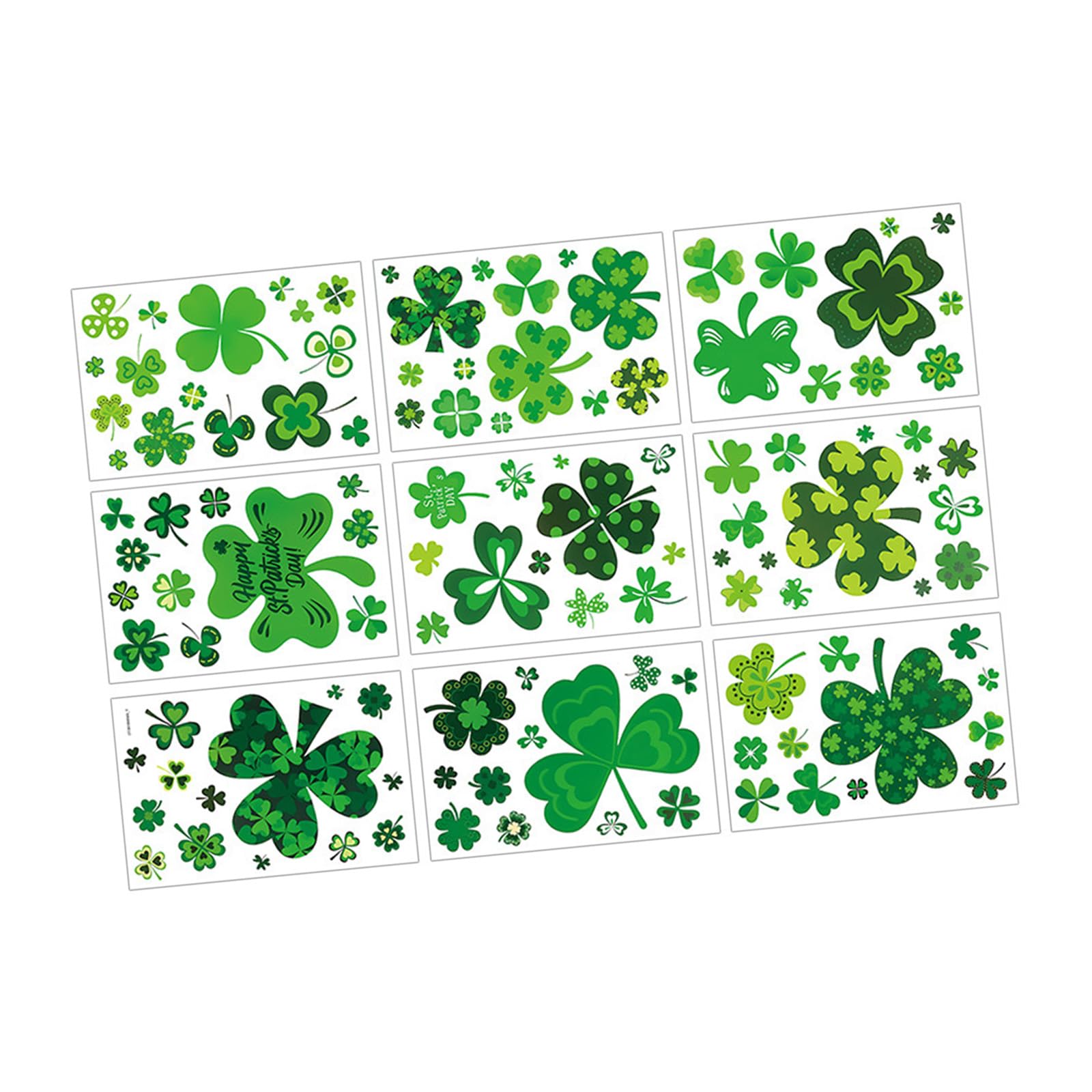 Whoasyst Shamrocks Window Sticker Easy Peeling and Stick PVC Decal Clings for Patrick ' s Day Glass Window Holiday Decors Irish Themed Party Decors