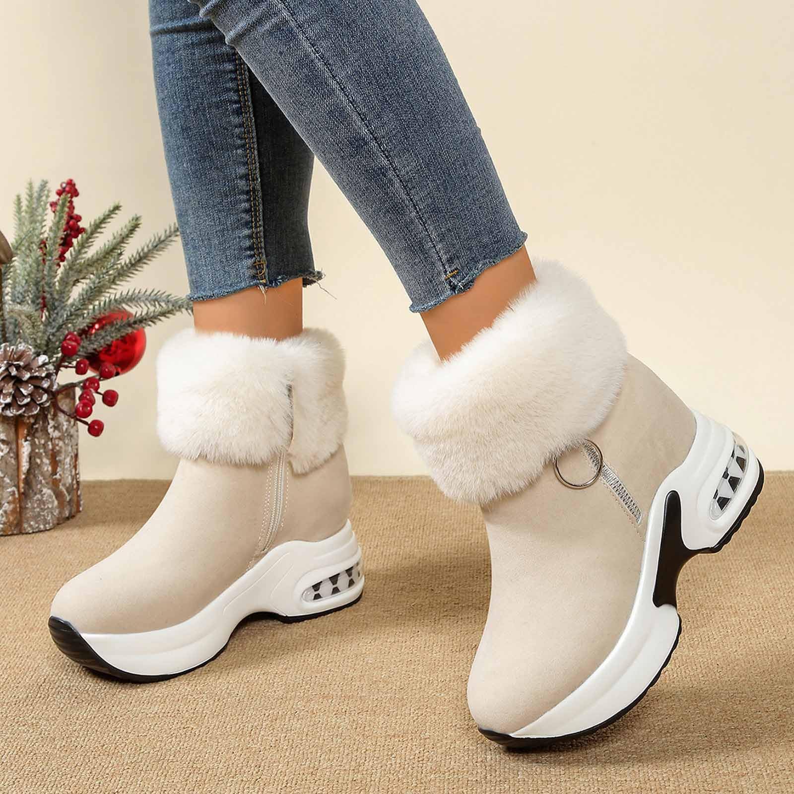 Generico Stivali Da Neve Donna Impermeabili Antivento Doposci Antiscivolo Stivaletti Imbottiti Scarpe Da Neve Con Fodera Dopo Sci Termiche Scarponi Per All'Acqua Trekkin Invernali