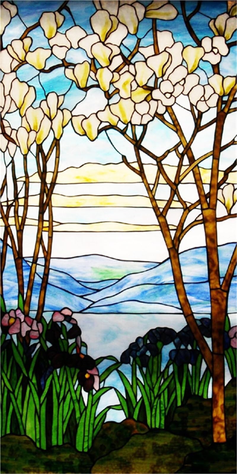 Stained Glass Window Film,Frosted Privacy, Static Cling,Vintage Colorful Stickers for Glass Windows(Color 15,40X80cm)