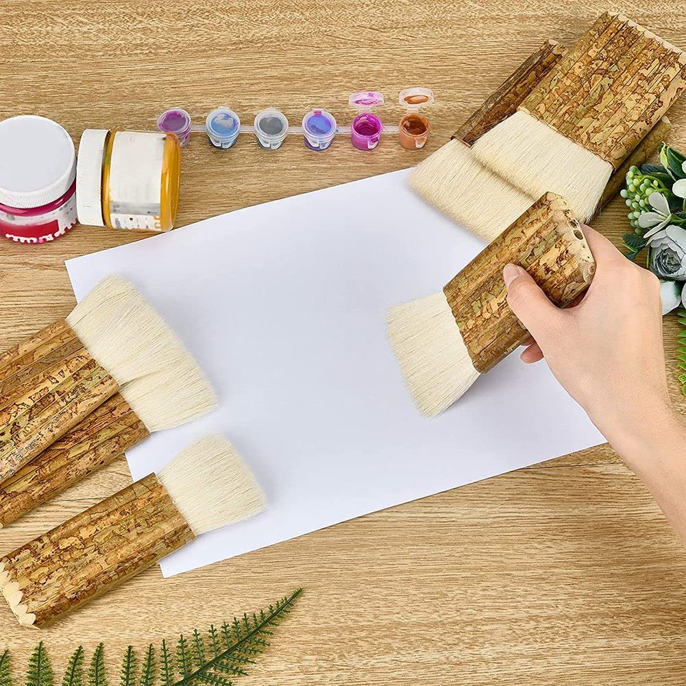Set Di 5 Pennelli A Ventaglio Di Diverse Misure – Per Pittura, Smalti, Ceramica E Pulizia, Manico In Legno