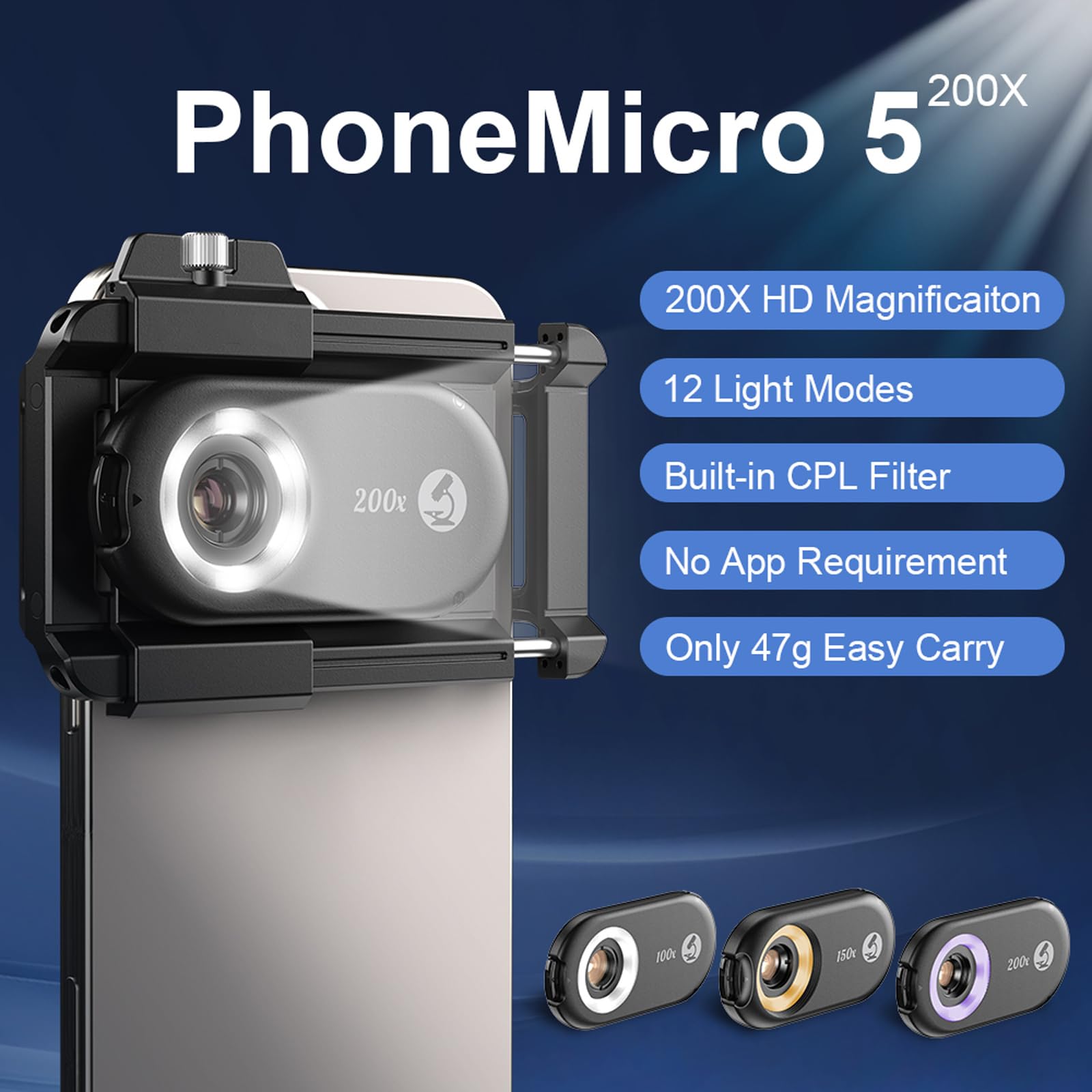 Microscopio digitale tascabile portatile Zoom Lens con luce LED regolabile Fotocamera portatile Smartphone Per Telefono CPL Filtro Telefono Microscopio