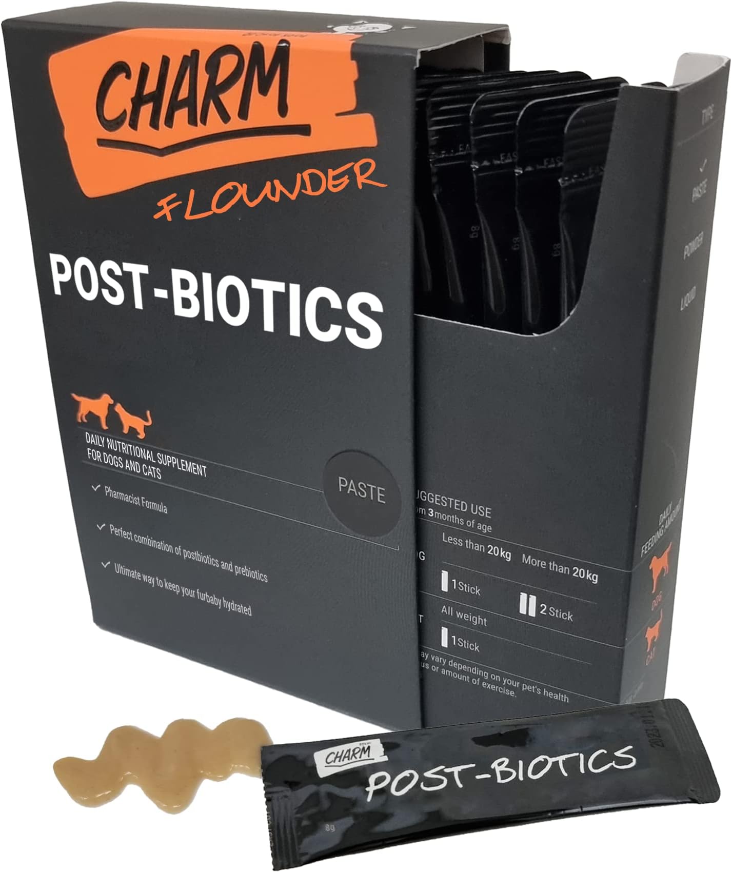Charm Postbiotics- Fermented Probiotics (Postbiotics) Supplement for Pet Helps with Healthy Digestive System - Improves Digestion and Immune System (Flounder)