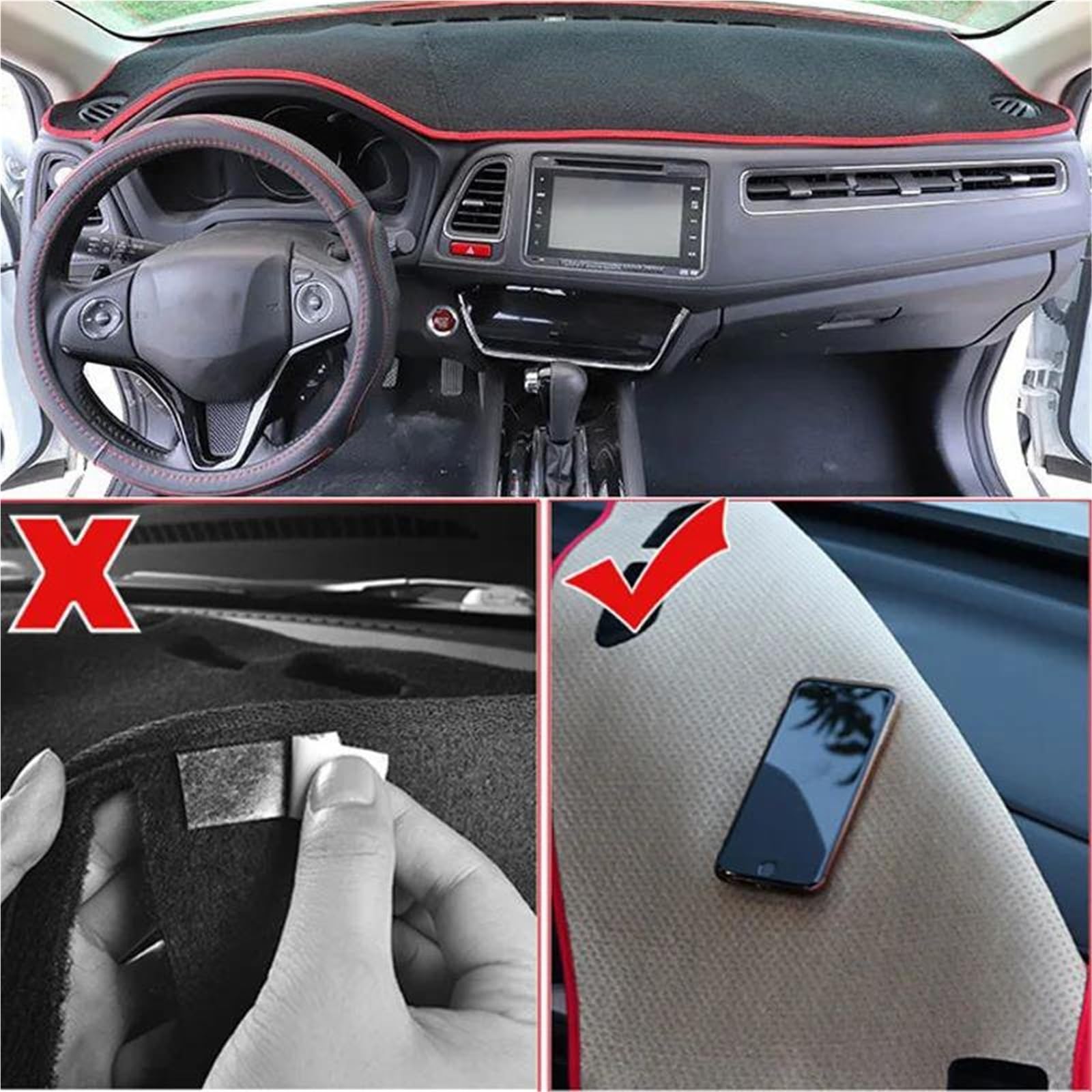 Auto Dashboard Abdeckung Dash Mat Schutz Pad Center Konsole Sonnenschirm Für BMW X1 F48 2016-2021 X2 F39 2018-2021(A-Black,Right-hand drive)