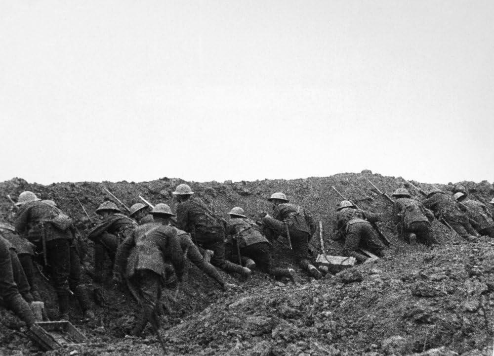 World War I Somme 1916 Nallied Troops Going Over The Top Or Advancing Over Their Own Trench During The Battle Of The Somme 1916 Poster Print by (18 x 24)