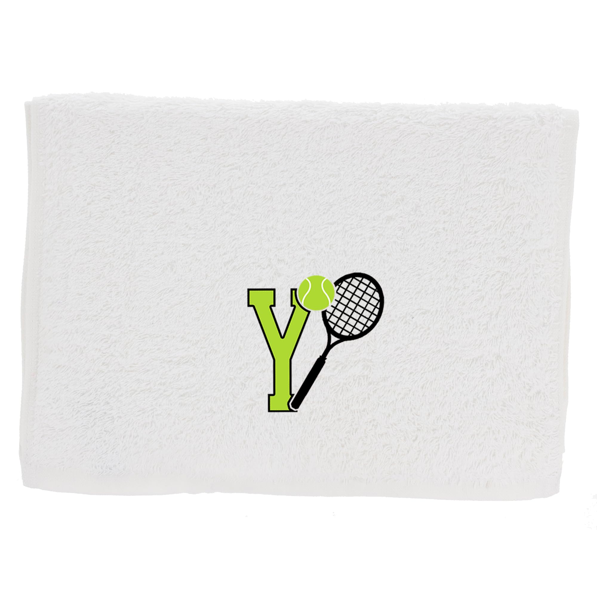Always Looking Good Tennis Towel with Monogrammed Embroidery Initial Gift for Men & Women, Training Accessory Gift, Gym Towel Present for Tennis Players Birthday, Retirement, Christmas - White, Y