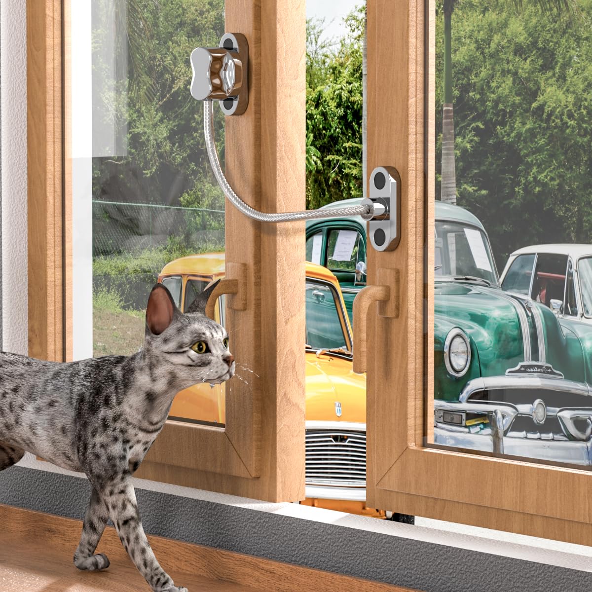 Bwintech Lot de 5 entrebâilleurs de fenêtre chromés sans clé, câble de sécurité en UPVC, limite les espaces ouverts pour garder les enfants en sécurité et éviter les blessures et le vol