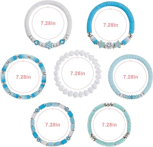 Miniatura 7 de Besydec Joyería, juego de pulseras Heishi Surfer, cosas de preppy, pulseras de cuentas, regalos estéticos para mujeres