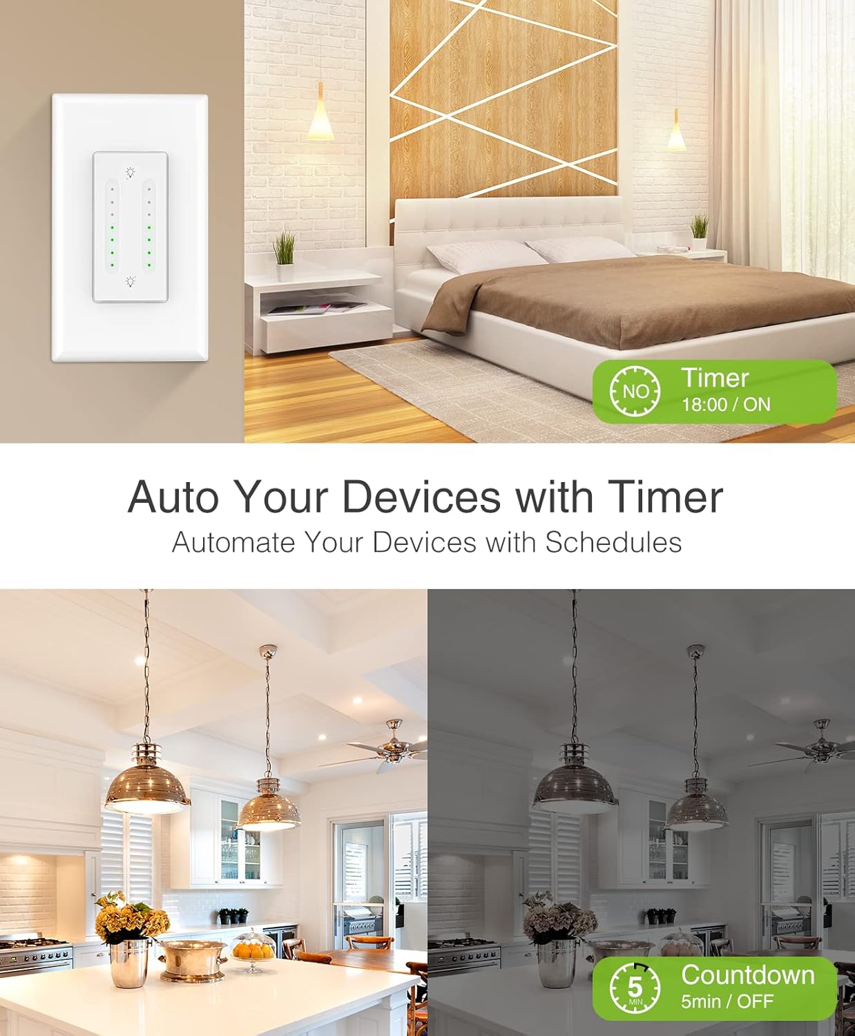 Smart Dimmer Switch, Smart Dual Dimmer Dual Switch WiFi Smart Light Switch Compatible with Alexa and Google Home, Timer, Remote and Voice Control, Single-Pole, Neutral Wire Required (1 Pack): Tools & Home Improvement