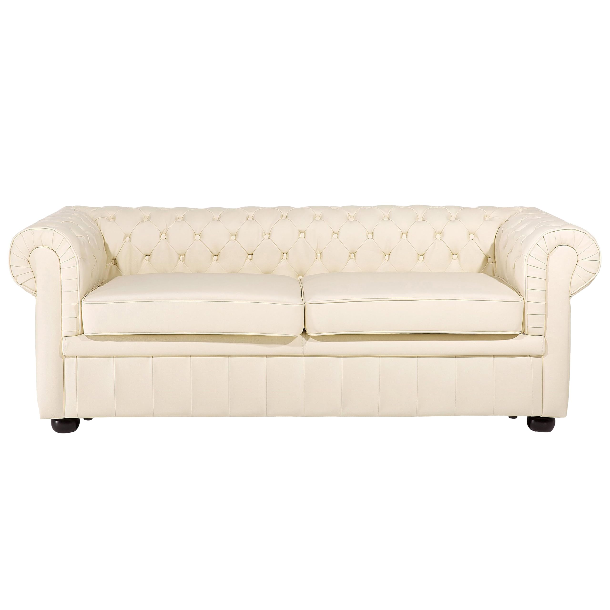 Beliani Klassisches Sofa mit Sessel Echtleder Hellbeige Chesterfield