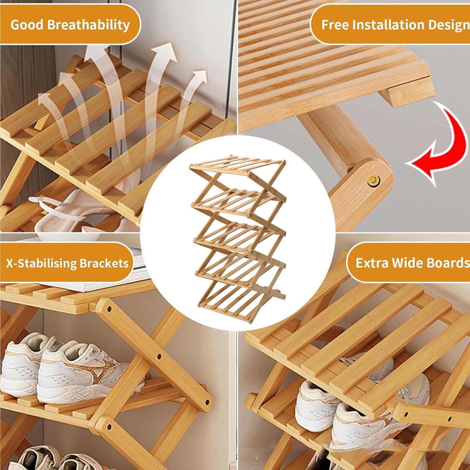 Vertikales Schuhregal Klein, 5-stöckiges Tragbares Faltbares Schuhregal, Freistehend und Ohne Montage, Schuhablage für Flur, Schlafzimmer, Wohnzimmer-Ecke und Kleine Räume