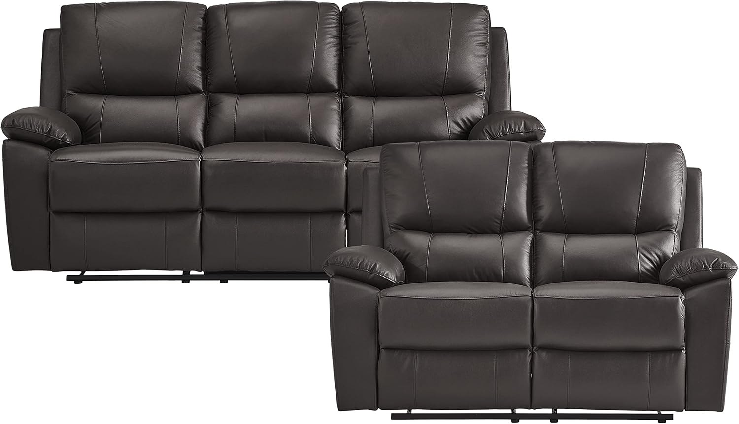 Lexicon Farmington Wall-Hugger Manual Reclining Living Room Sofa Set, 2-Piece, Brown