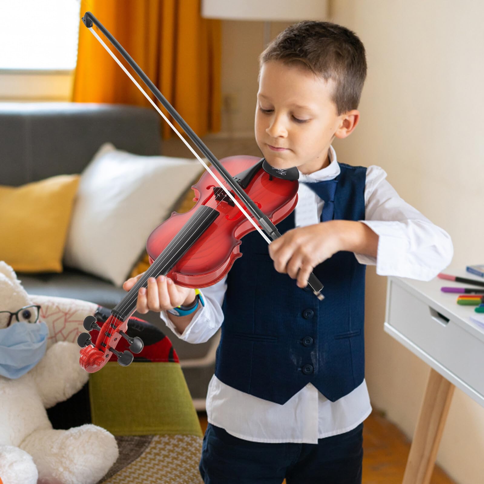 ERINGOGO Giocattolo Musicale Violino per Bambini Mini, Strumento per Principianti in Plastica Sicura, Regalo Educativo per Sviluppo Musicale Infantile
