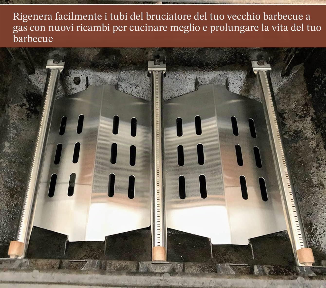 GFTIME 62752 - Bruciatore per barbecue a gas Weber Genesis E/S-310 320 330 (2011-2016 con manopole anteriori), non compatibile con Genesis II/LX 310 340