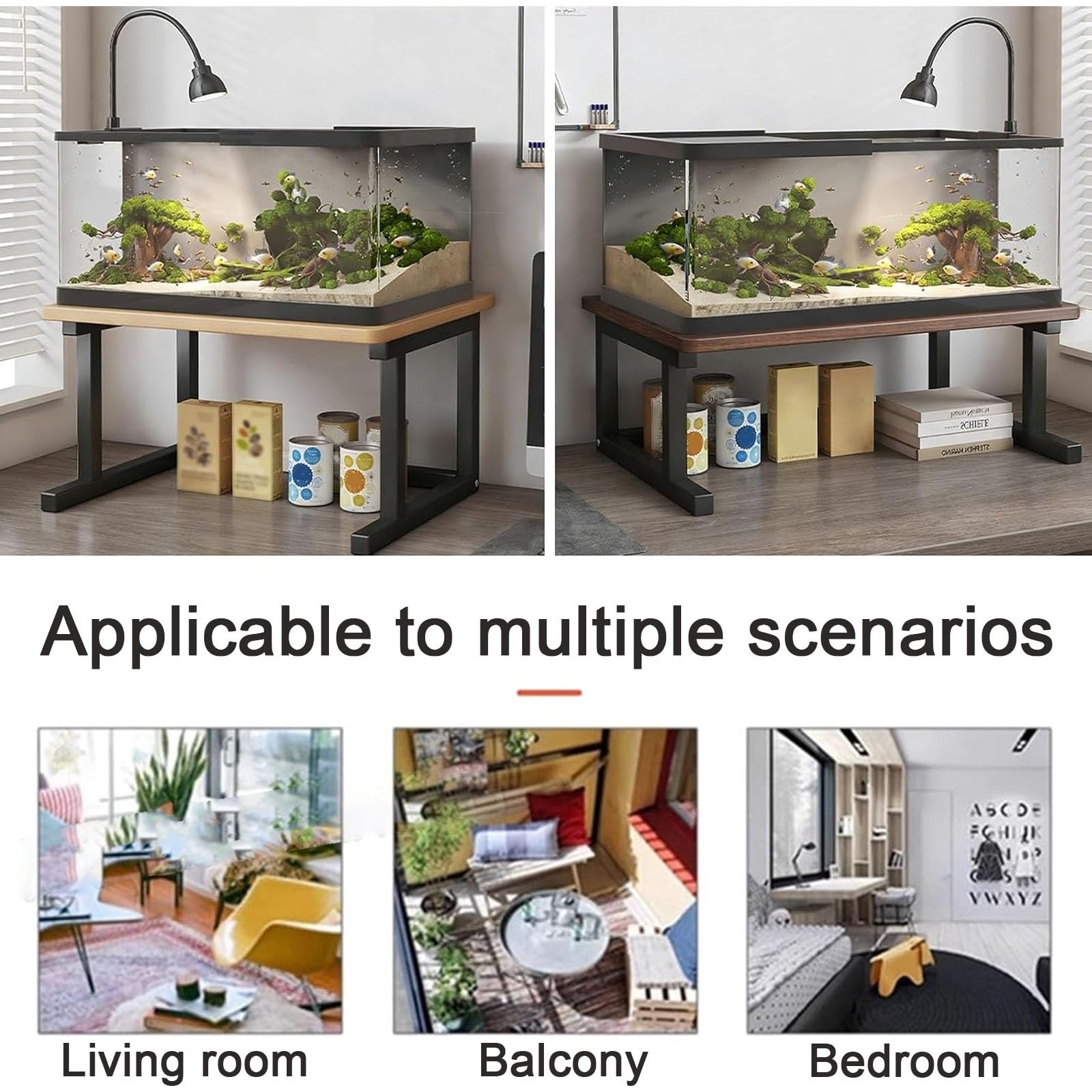 Mobile Acquario, Mobile per Acquario, Supporto per Acquario | Angoli Arrotondati, Facile Installazione, Spazio di Archiviazione Aperto(White,50x25x38cm/19.68x9.84x14.96in)