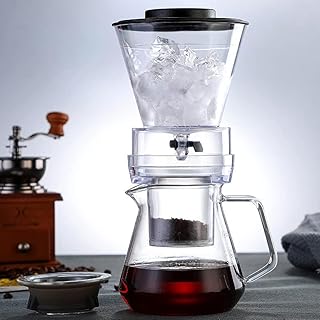 Smooth Cold Brew Kahve Makinesi 2'si 1 Arada Buzlu Kahve Ve Çay Makinesi, Yeniden Kullanılabilir Damlatıcı Buzlu Kahve Makinesi, Ayarlanabilir Su Akışı, Pyrex Malzemesi, Cold Brew Su Isıtıcısı,A