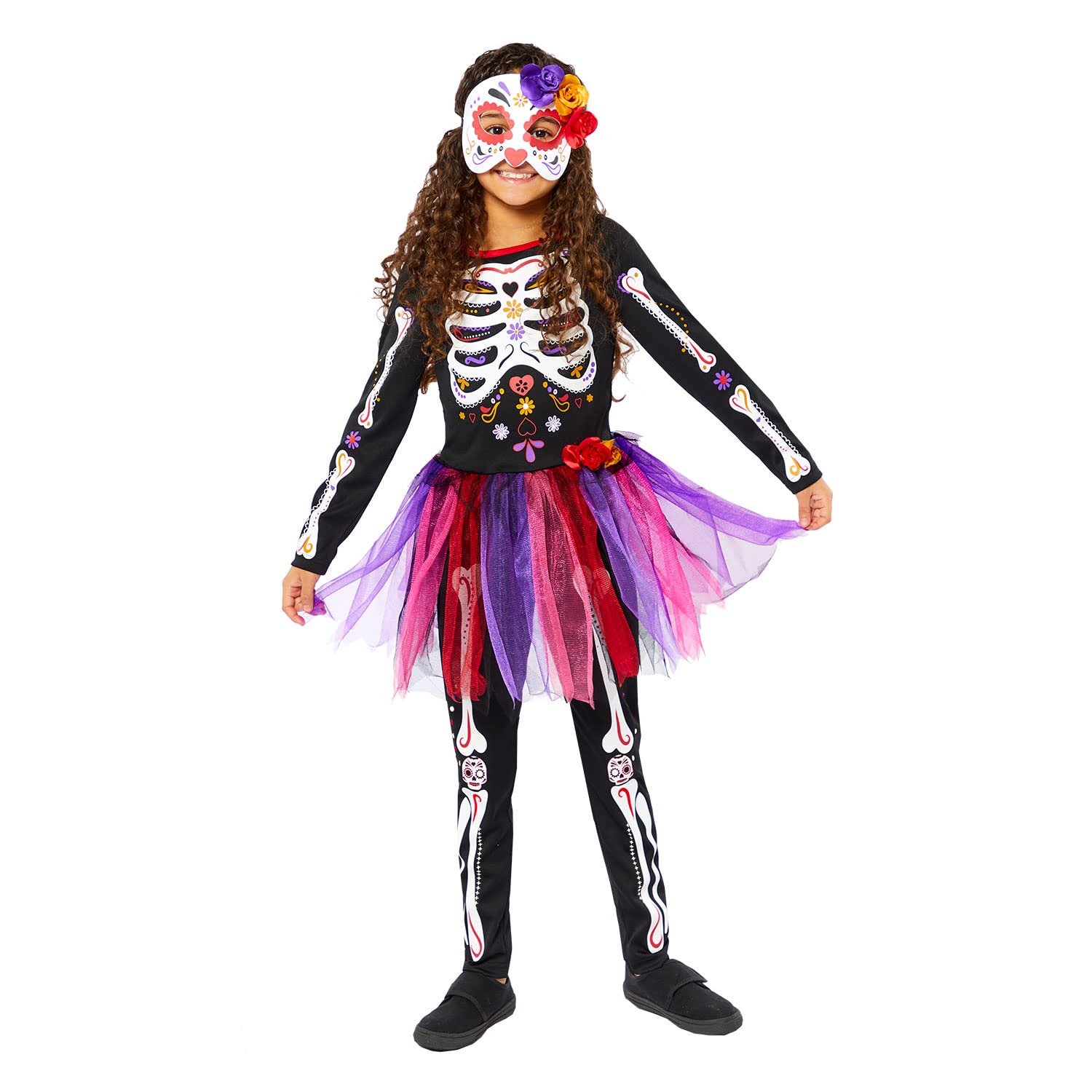 (PKT) (9914944) Child Girls DOTD Day Of The Dead Costume (6-8yr)
