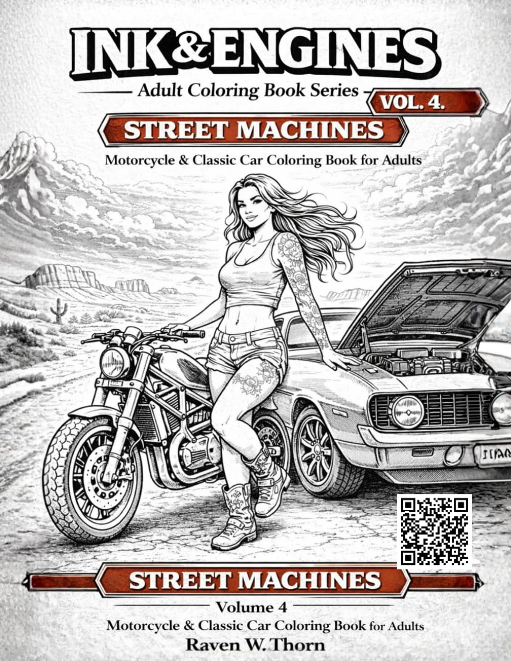 Ink & Engines: Street Machines: Motorcycle & Classic Car Coloring Book for Adults (Volume 4)