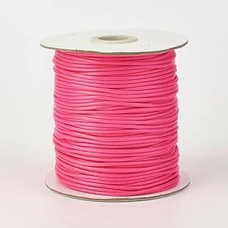 Rollo de 200 Yardas de Hilo de poliéster Encerado Coreano ecológico para Manualidades, 1,5 mm, Color Rosa Intenso
