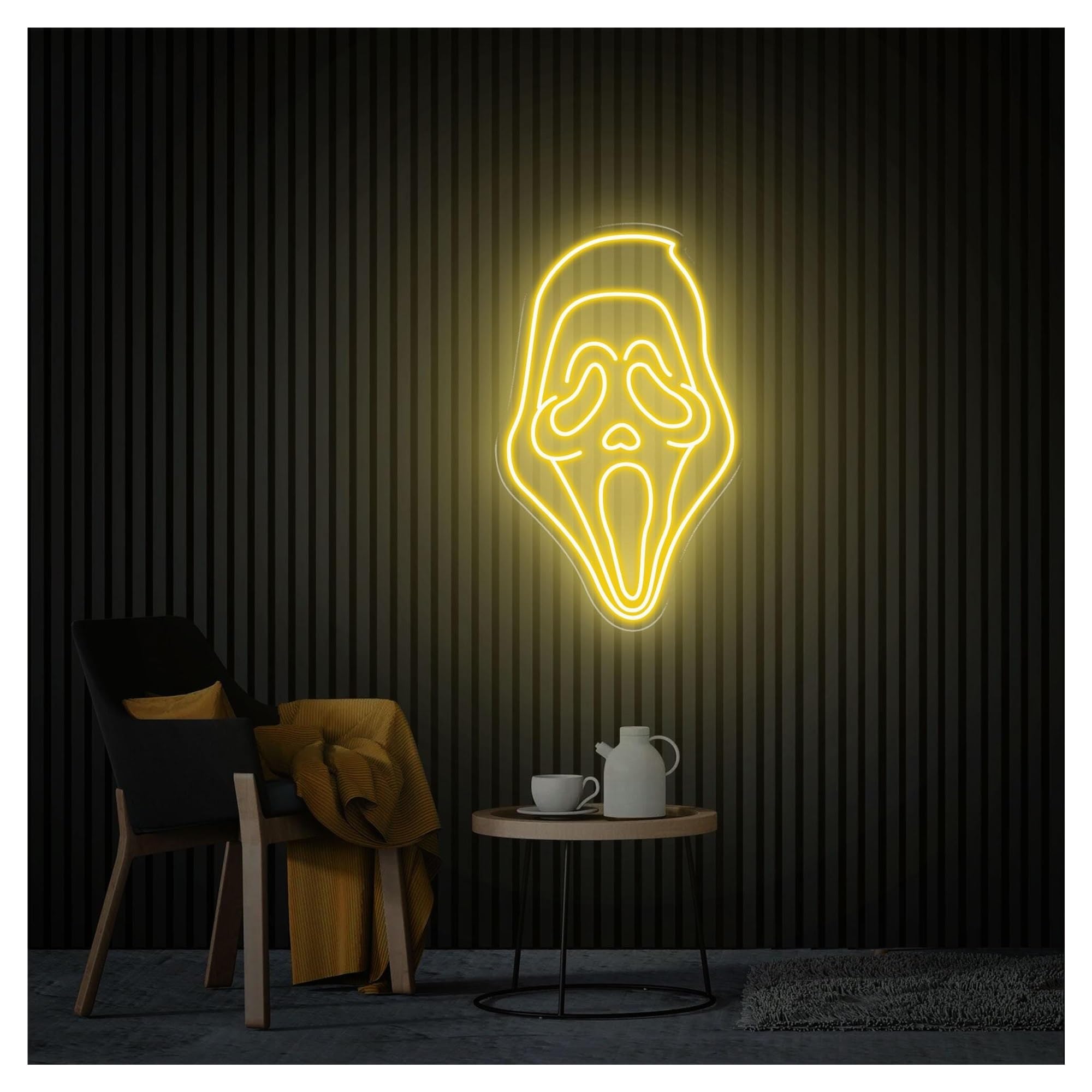 RONGCH Hanging Art Signs Ghost Neon Sign,Suitable for Game Room, Haunted House Decor with Dimmable 31cmx50cm(G)