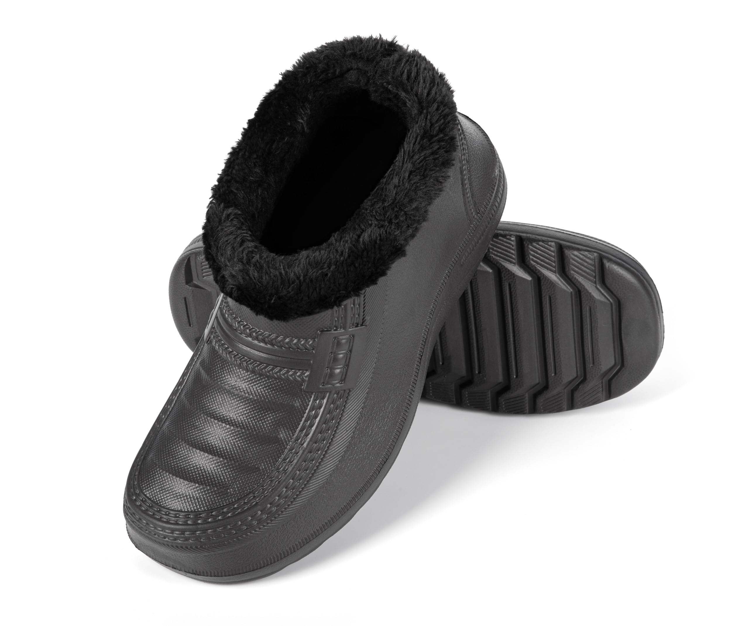 HEYO Rubberlaarzen, uniseks, gevoerd, clogs voor dames en heren, winterlaarzen, lichte EVA-tuinschoenen, zwart, 39 EU