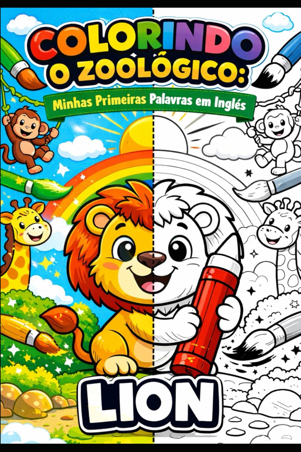 Colorindo o Zoológico: Minhas Primeiras Palavras em Inglês