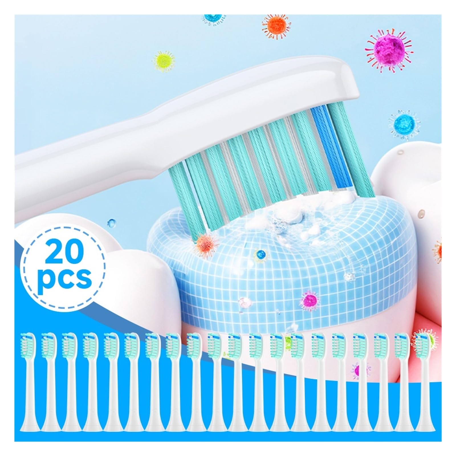 Cabezales de cepillo, compatible con Philips | Cabezales de plástico para cepillado diario y reemplazo periódico(20B10)