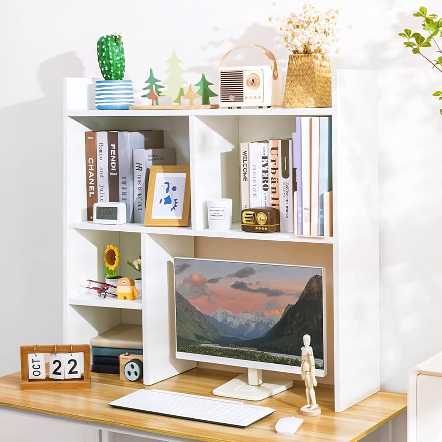 Amazon.com: deli Desktop Shelf, Desk Hutch with 5 Shelves