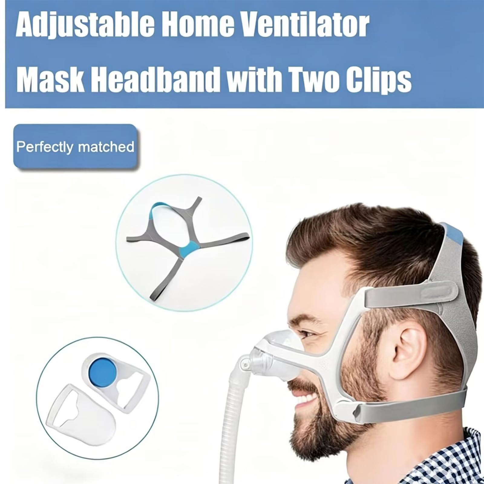 Máquina de respiración Mascarilla facial Cojín nasal con ventilador con base de y casco ergonómico para un sueño cómodo Máquina de respiración Mascarilla facial