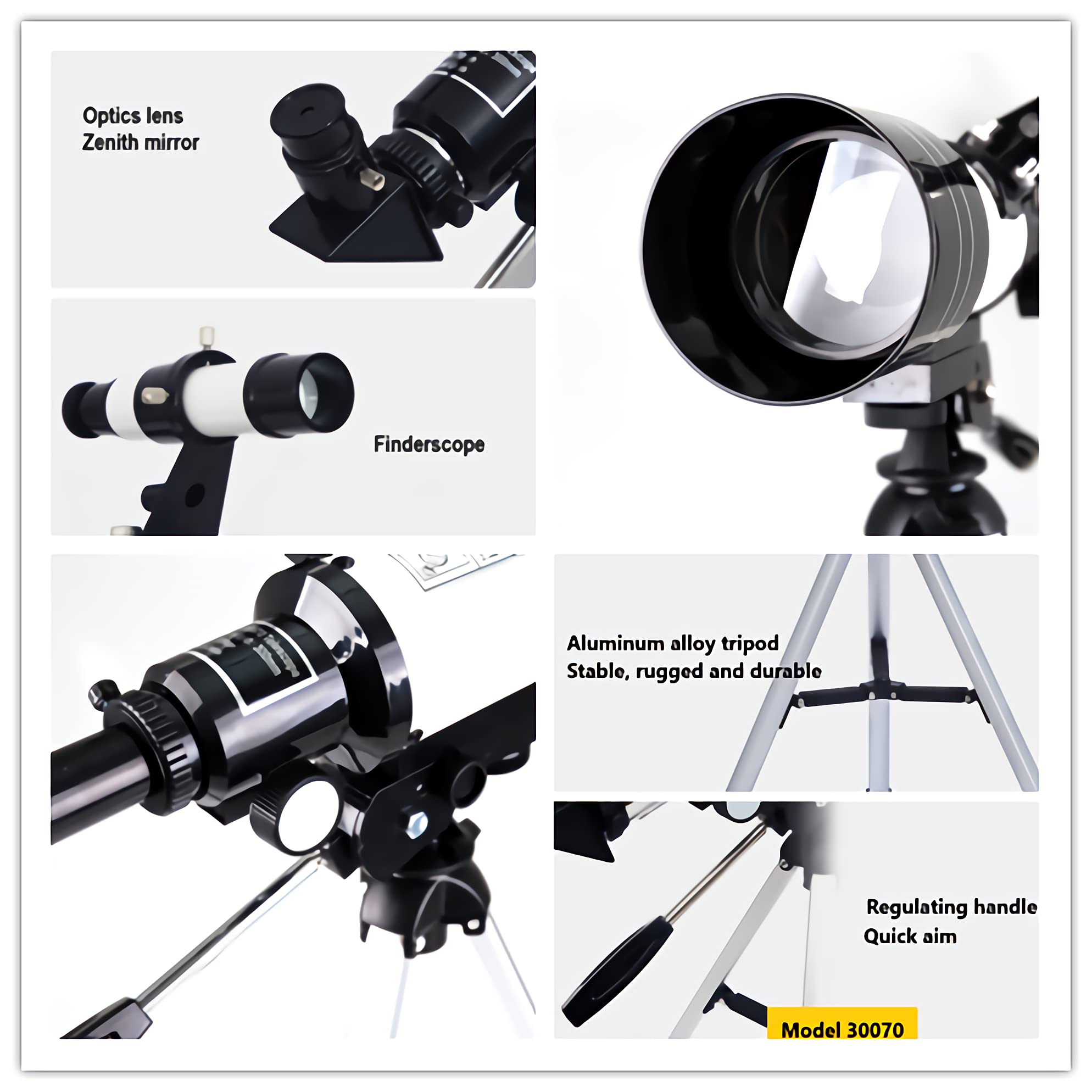 Telescopio astronómico 30070,Aumento de 150x y Calibre 70 mm | con trípode, telescopio visor, producto básico para observación de estrellas,portátil y de alta resolución