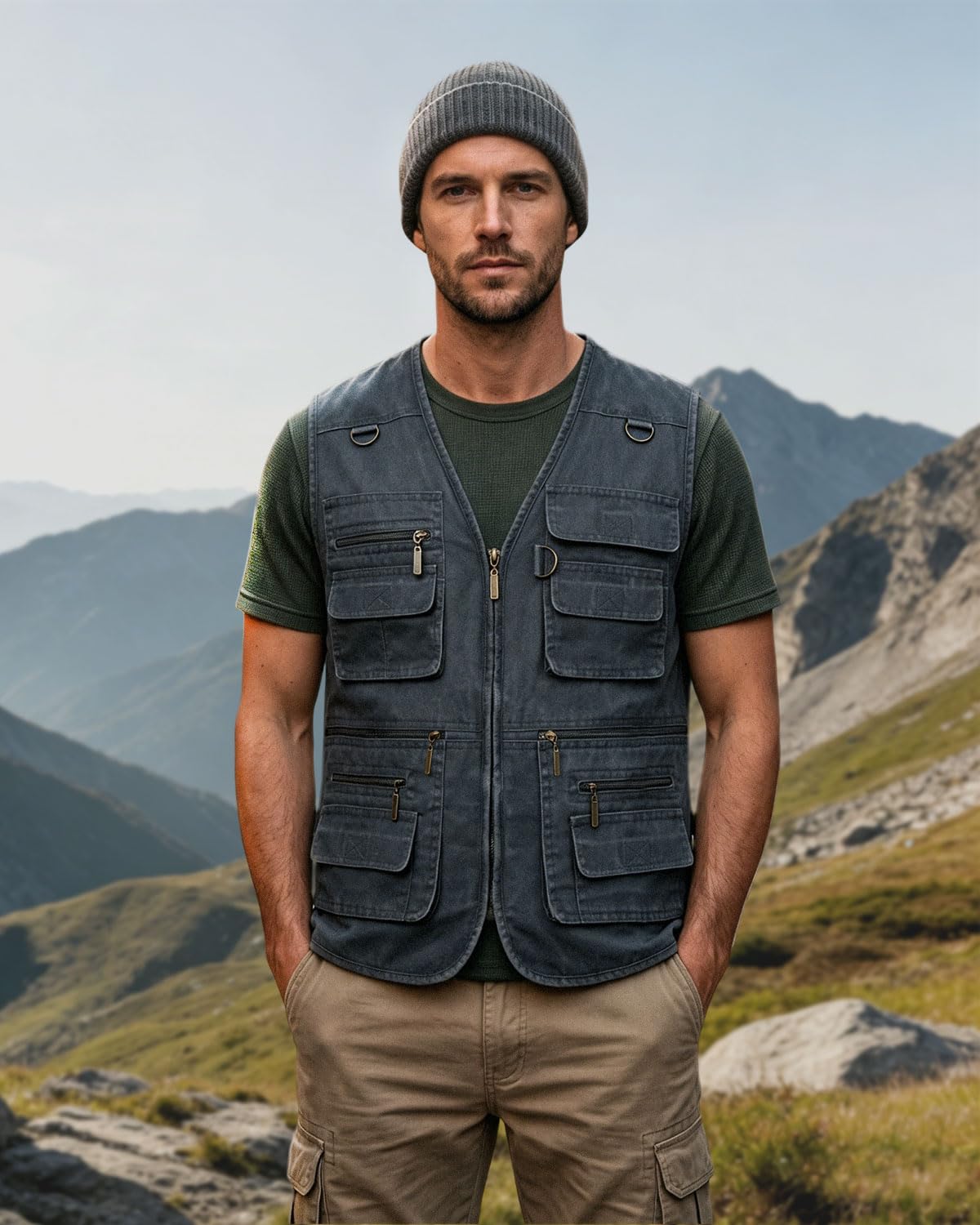Gilet da Pesca Uomo Gilet da Viaggio Sport Multitasca Giubbino da Lavoro Smanicato Reporter Caccia Gilet da Fotografi Giacche Safari