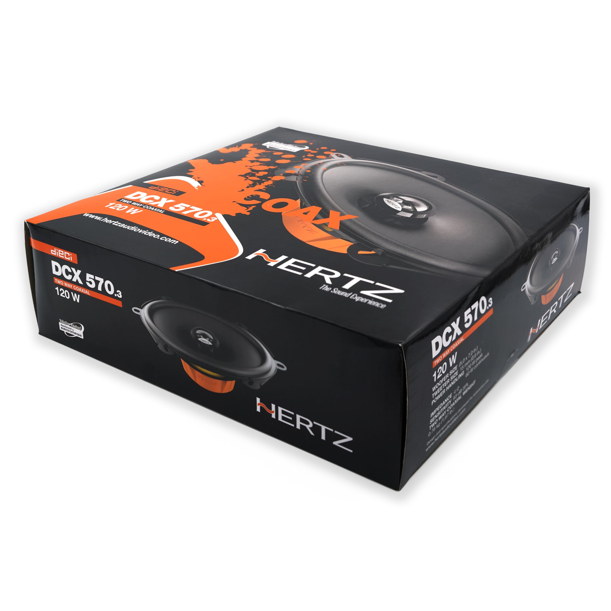 Hertz DCX 570 Paar 2-Wege-Koaxiallautsprecher 5x7, 120 W | wasserabweisendes Presspapier, PEI-Hochtöner 15 mm, 60 W RMS, 4 Ohm, 93 dB, 60-21000 Hz, Ferrit-Magnet, Einbautiefe 59 mm