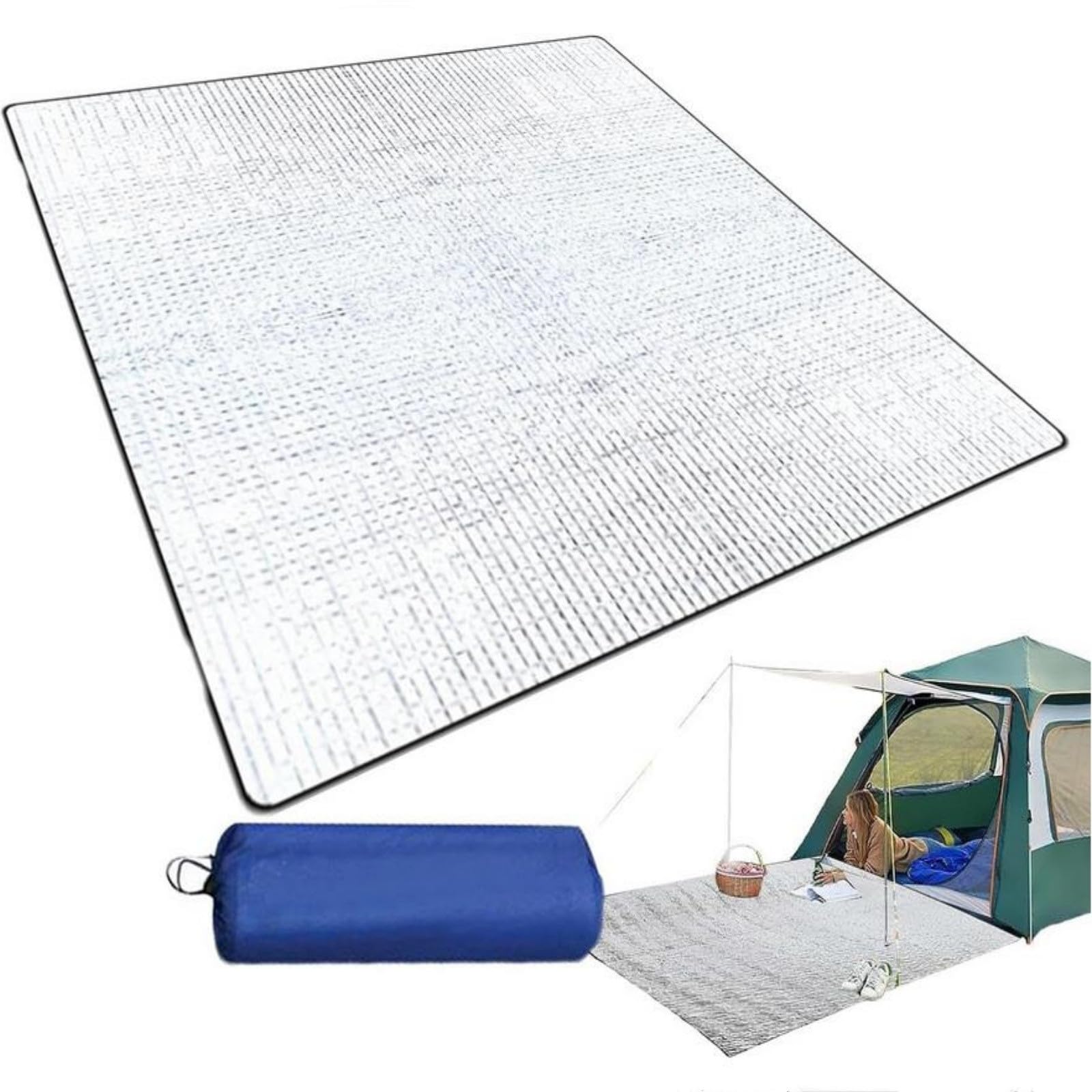 Camping Mat Made of Aluminium Foil,Waterproof Insulated Blanket, Ultralight Double-Sided Aluminium Sleeping Mat, Foldable Insulation Mat for Camping (200x200cm)