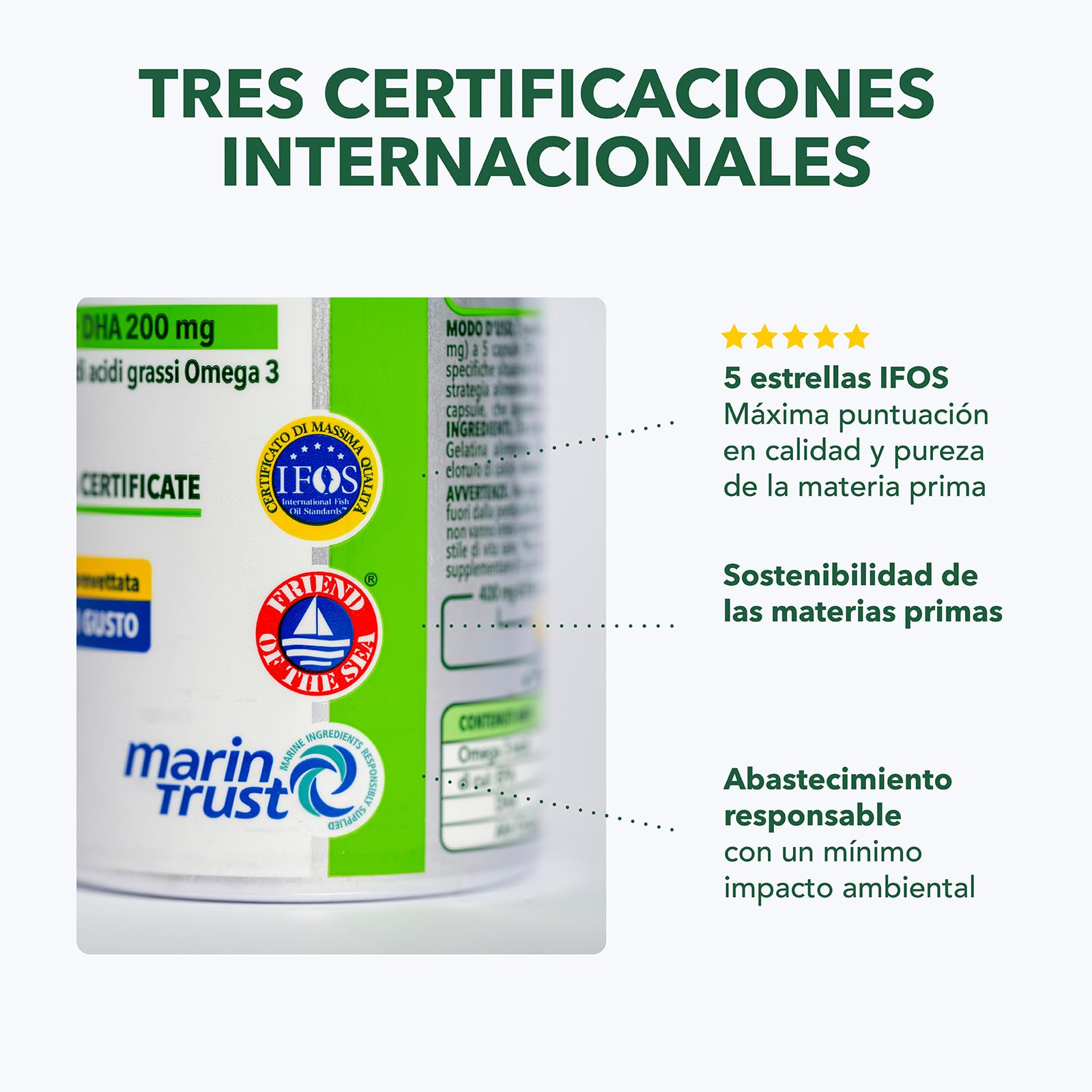 Enervit EnerZona Omega 3RX, Sin Retrogusto, Certificado IFOS, Suplementos de Ácidos Grasos Omega 3, 200mg EPA y 100mg DHA, para Corazón, Vista y Cerebro, Sin Gluten, 180 Cápsulas de 0,5g