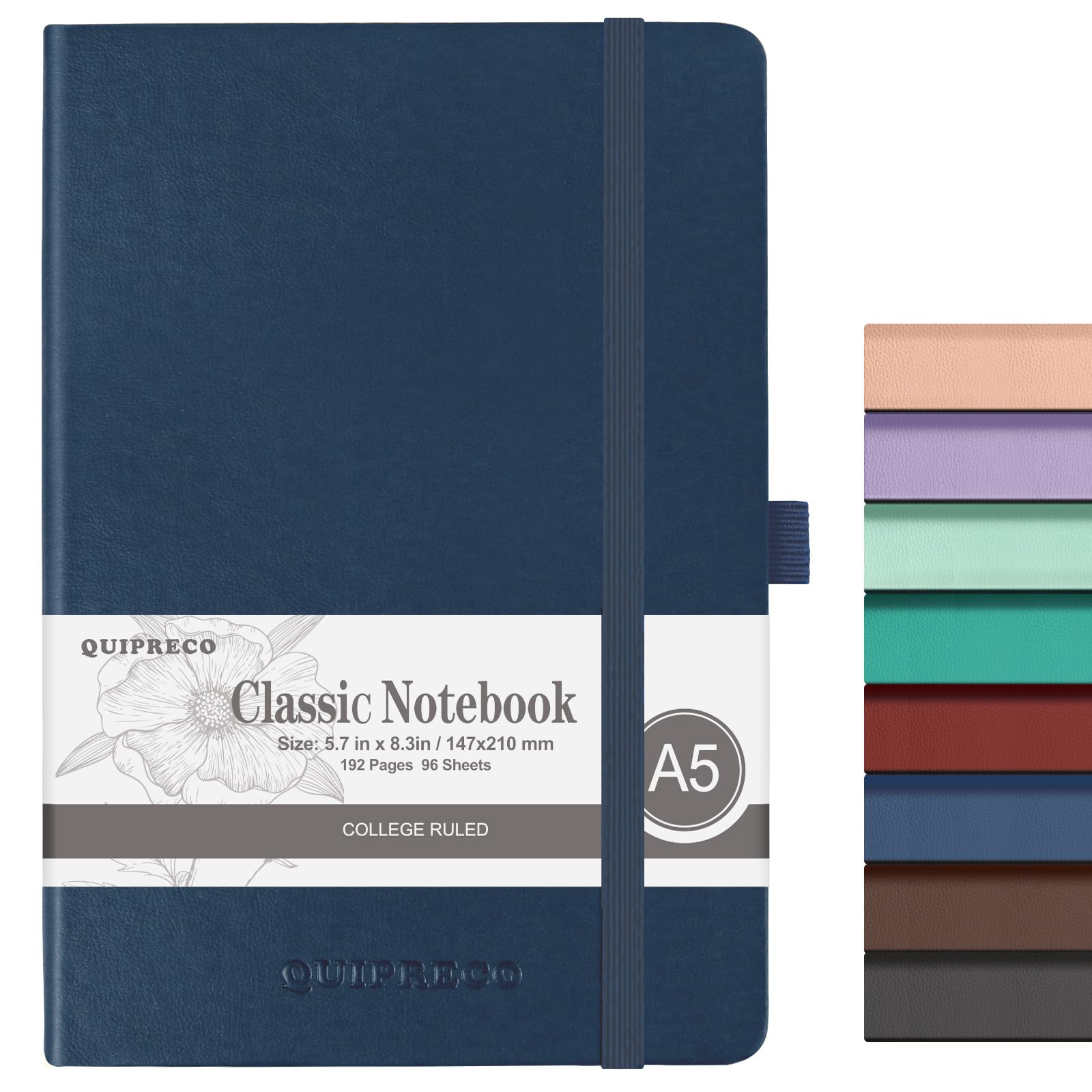joibabe A5 Notebook with Lined Pages,192 Pages,100GSM Notepad with Soft PU Cover,Pen Holder,inner Pocket,Index Tabs.Journal Note Book for Office School Home Writing and Note-Taking(blue)