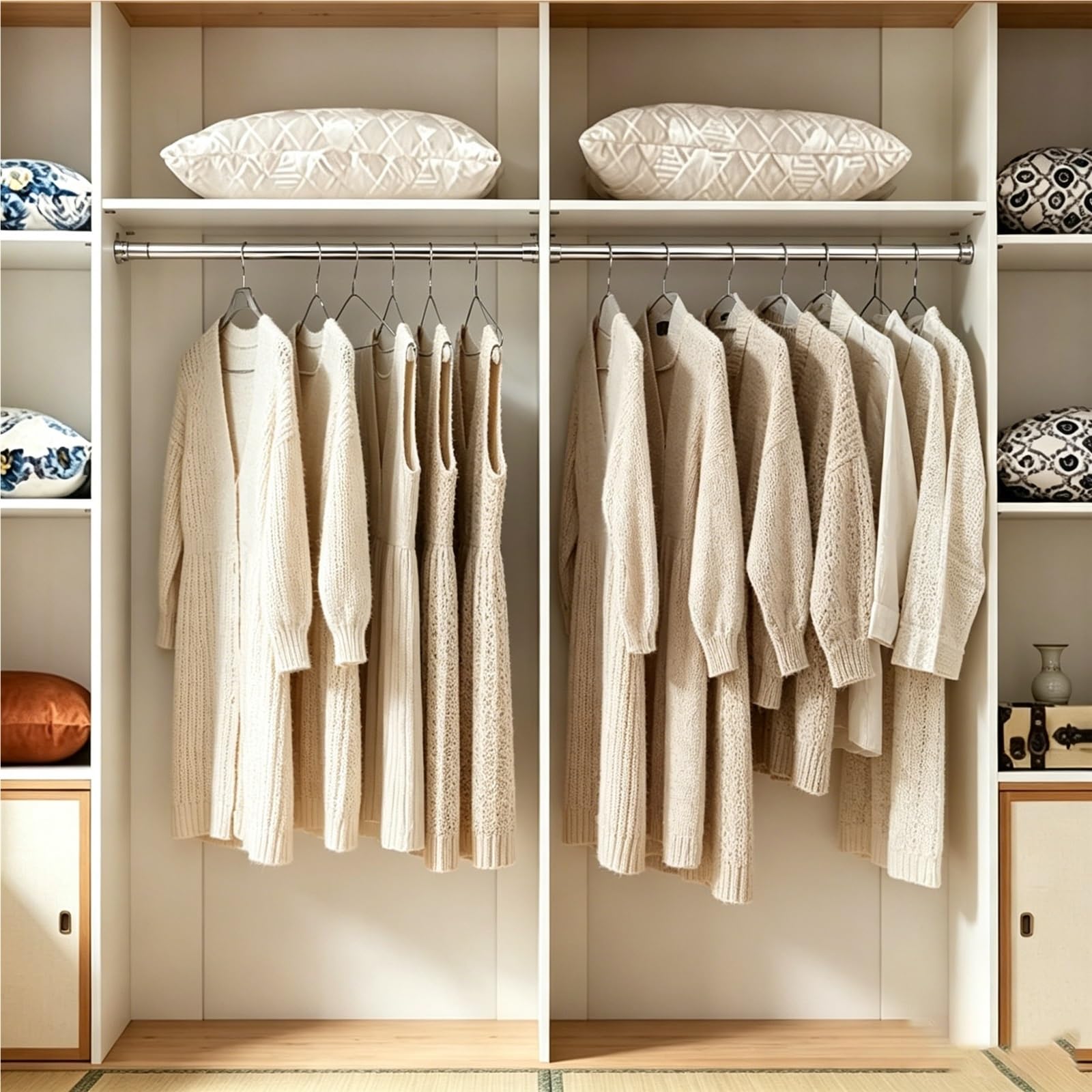 Retractable Home Storage Hanging Rod, Adjustable Closet Pole Extender for Wardrobe and Bathroom