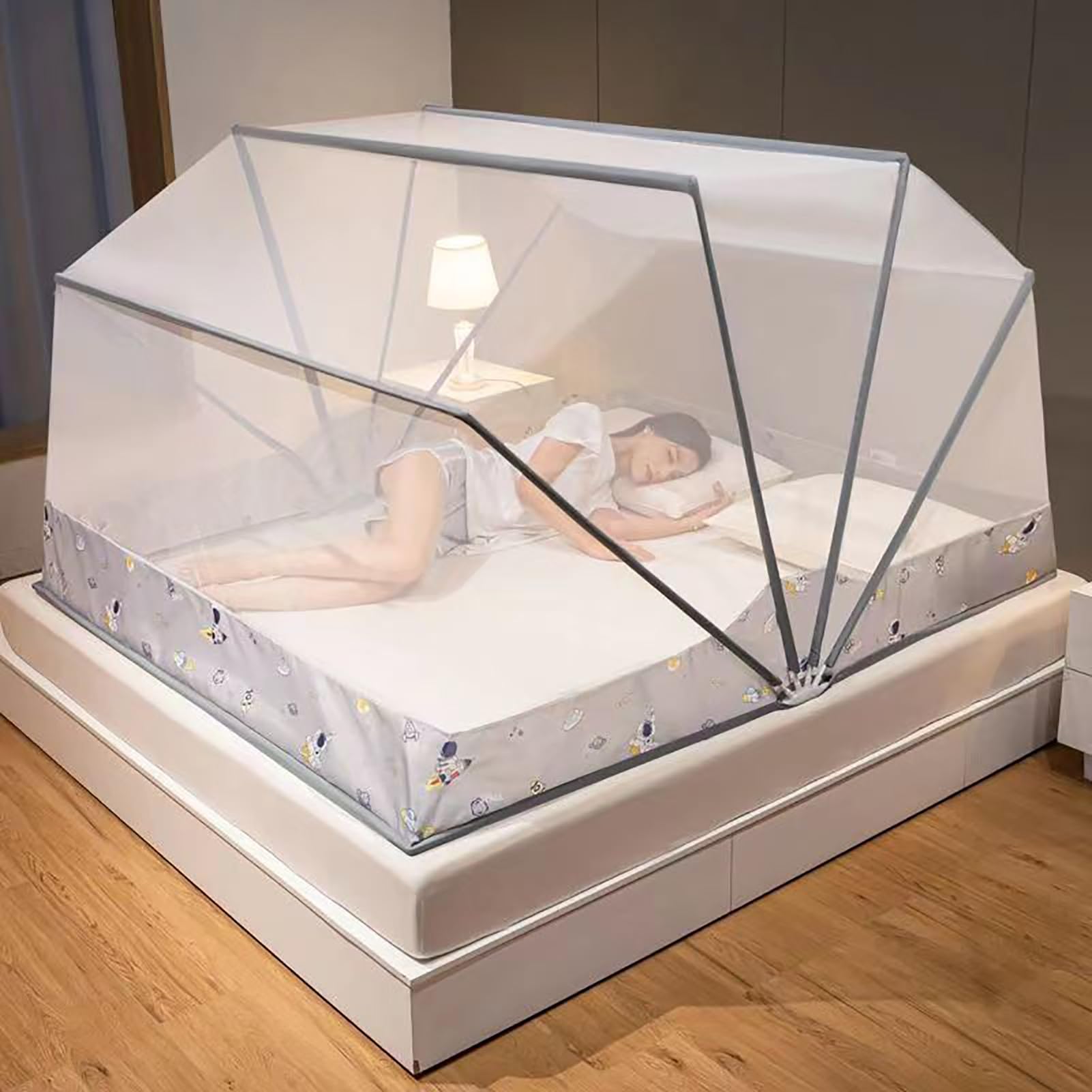 Moustiquaire lit 135x190 cm pliable et portable sans fond pour dortoir