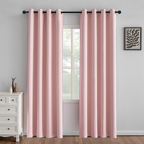 Miniatura 59 de Cortinas opacas de 96" de largo, juego de 2 paneles, cortinas opacas para dormitorio de 96" de largo, cortinas con bolsillo para barra que ahorran