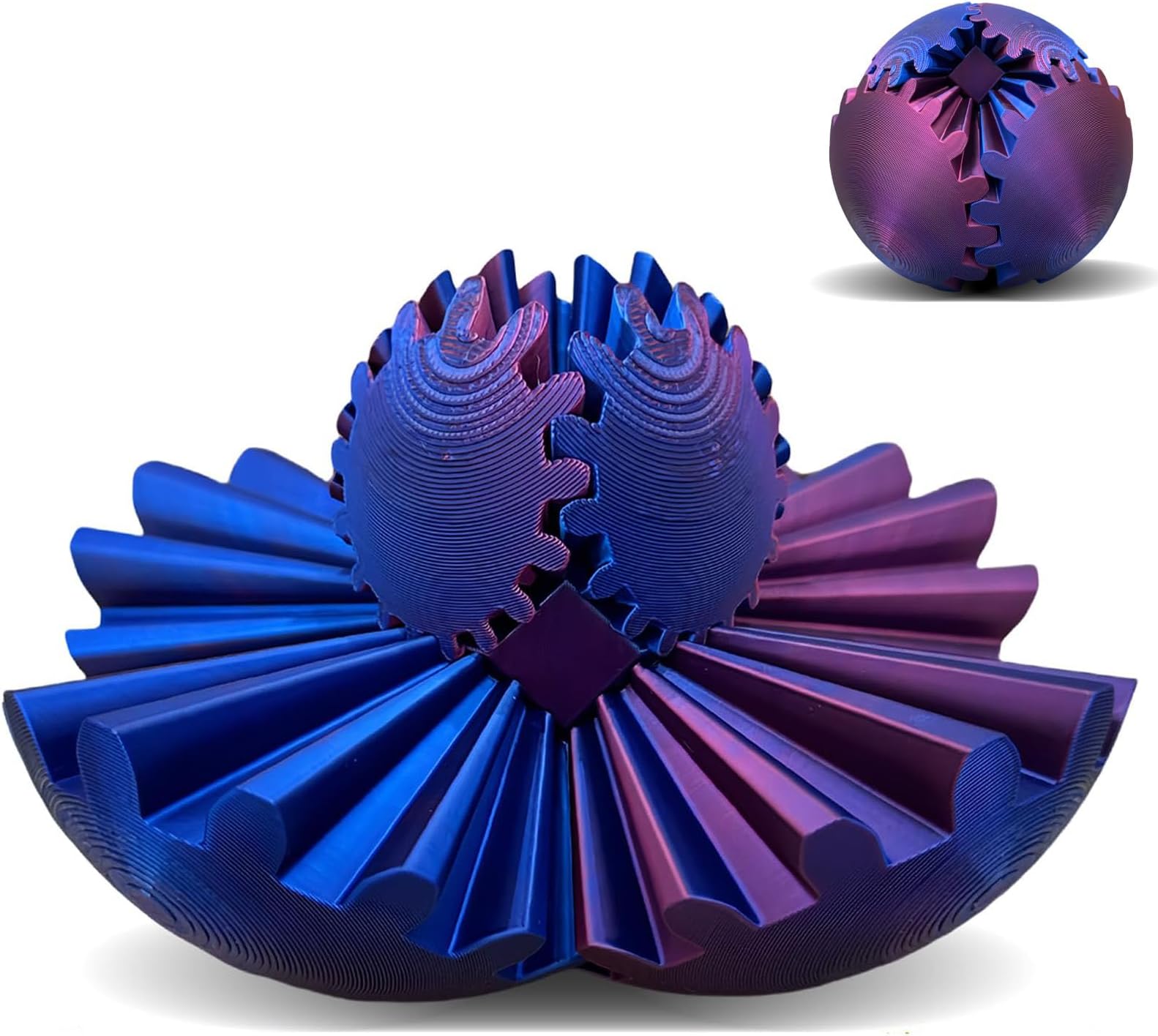 NALACAL Gear Ball - 3D Printed Gear Ball Spin Ball or Cube Fidget Toy, Gear Sphere, Gear Ball Fidget Toy, Stress Ball, GearSphere Desk Toy, Fidget Ball, Gear Toy for Stress and Anxiety Relaxing