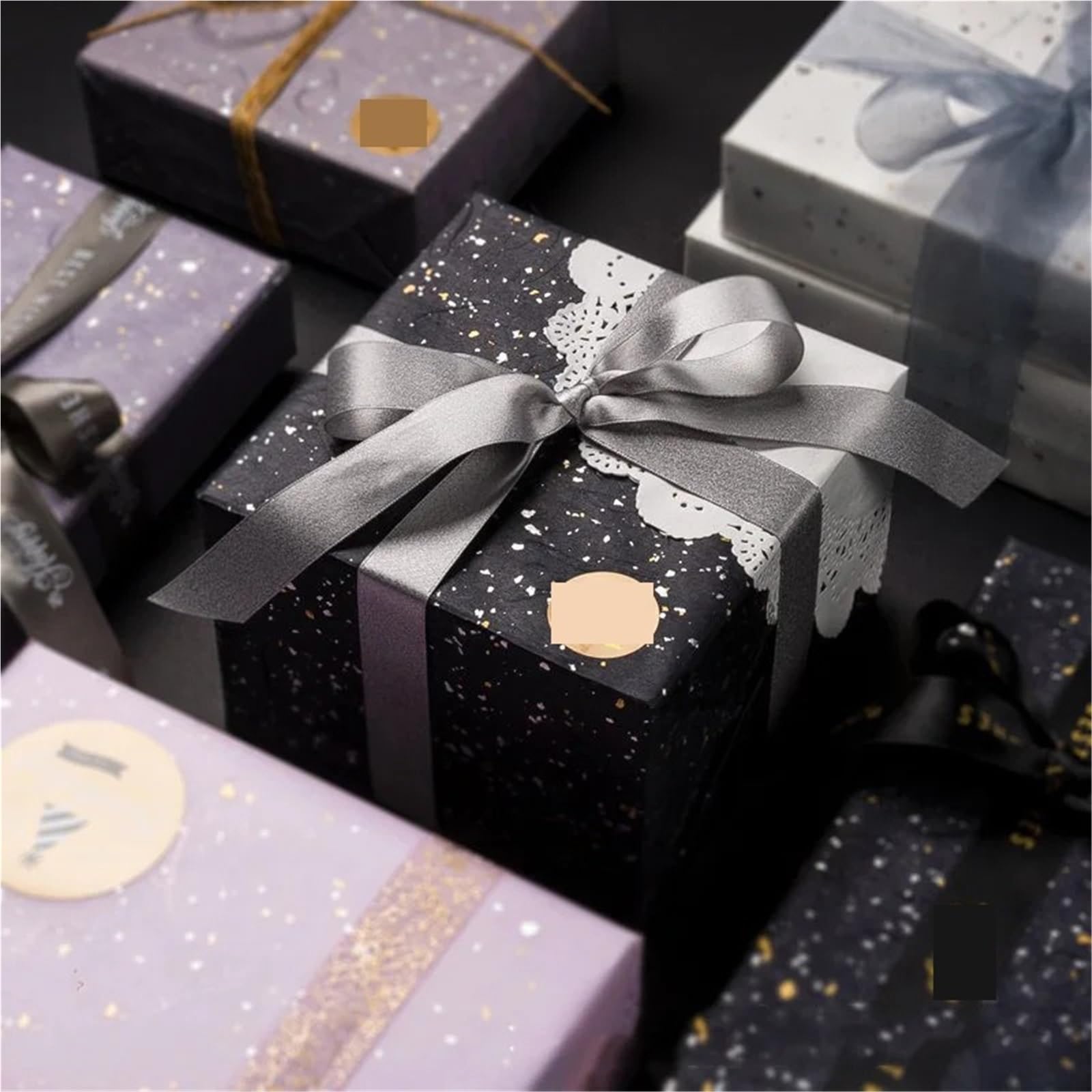 5 Stück/Set Geschenkpapier für Valentinstag, Hochzeit | Verpackung: 60 x 60 cm, Blumen-Geschenkpapier, DIY, perfekte Verpackung, Kunstwerk, Bucheinband-Dekoration(Grey)