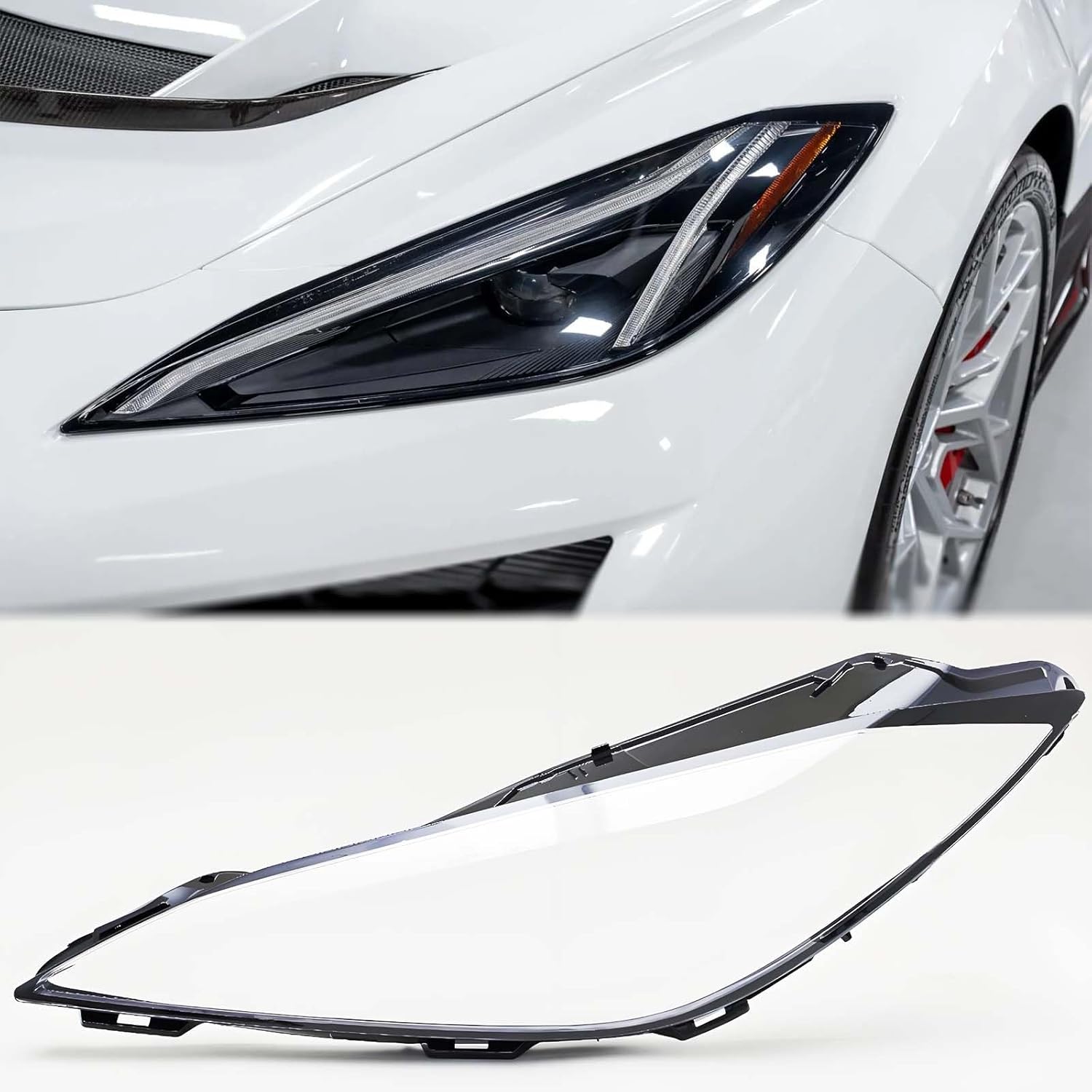 Headlight Clear Len Compatible with 2020-2025 Corvette C8 Head Lamp Cover Shell Passenger Right Side