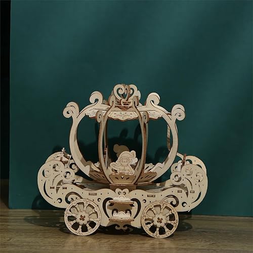 Miniatura 2 de bennama Rompecabezas 3D de madera en forma de calabaza, kits de modelo de carretilla de calabaza, acertijos mentales y rompecabezas para