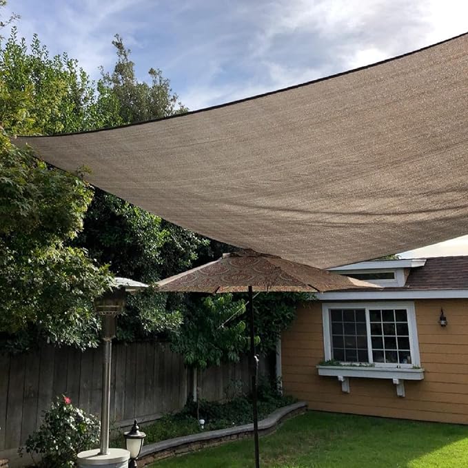 Sun Shade Sail Outdoor Shade Cloth 6'6"x9'9" Patio Privacy Screen Fabric Shade Canopy Sunshade UV Block for Patio Pergola Backyard Lawn Garden Outdoor Activities