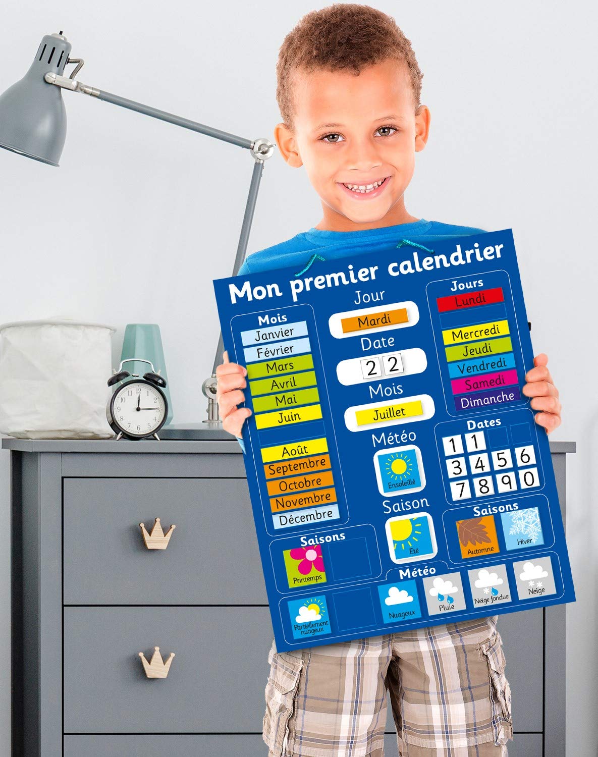 Fridge Magic Mein erster Kalender In französischer Sprache. 40 x 30cm Magnettisch