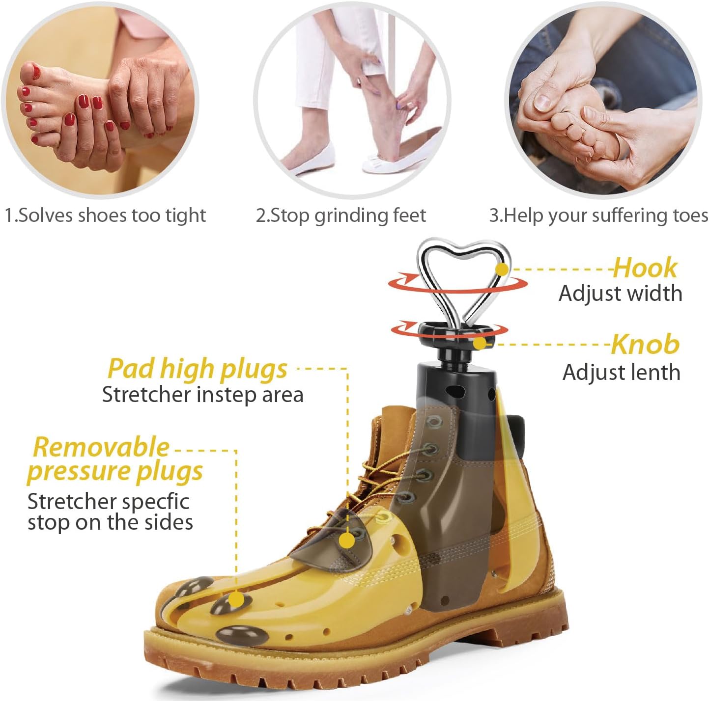 Shoe Stretcher for Men and Women, Boot Stretcher Adjustable Width Length, Shoe Widener, Shoe Expander for Wide Feet