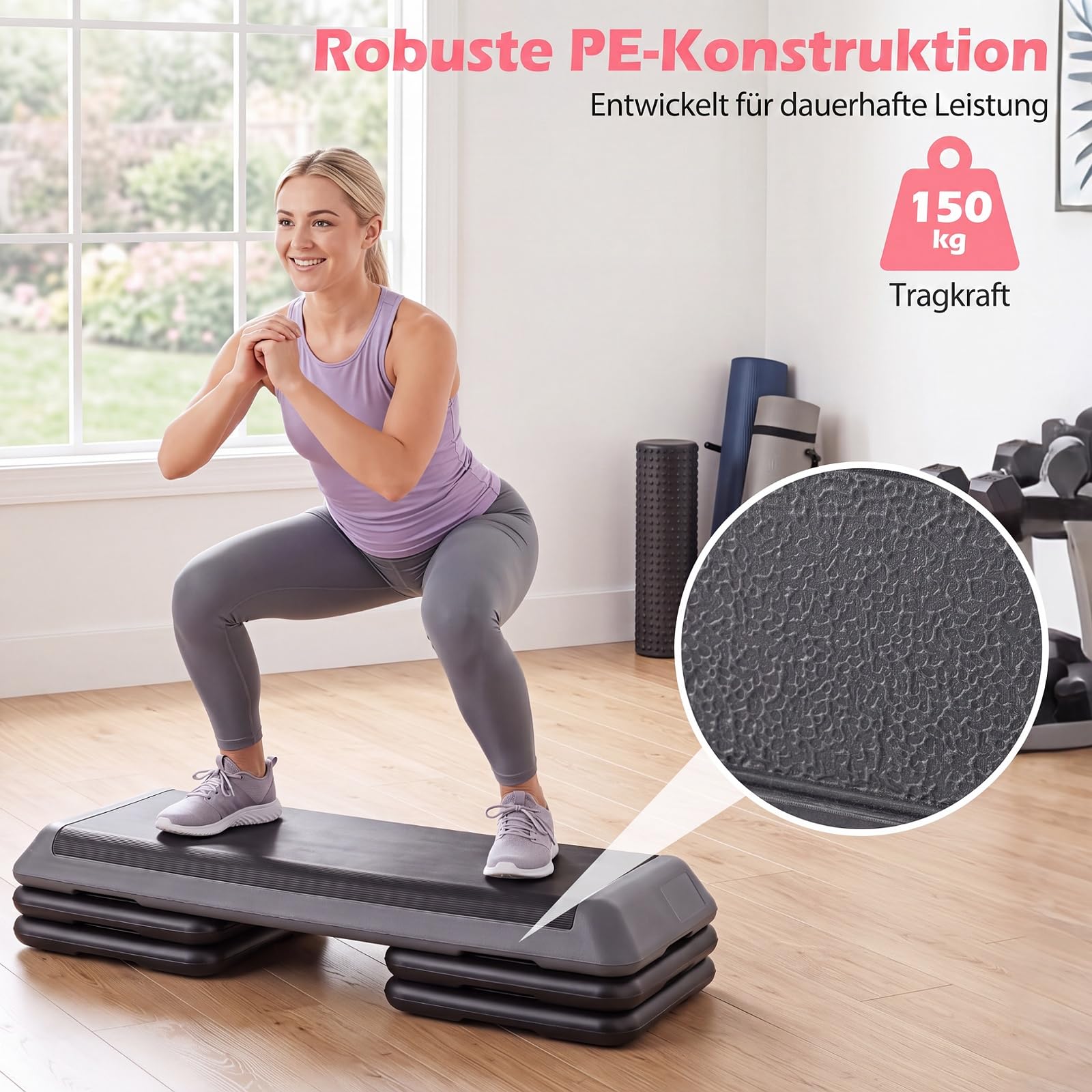 COSTWAY Stepper aerobowy z 3-stopniową regulacją wysokości | Antypoślizgowy step do 150 kg, stepper fitness z 4 blokami podporowymi, do domu, studia fitness
