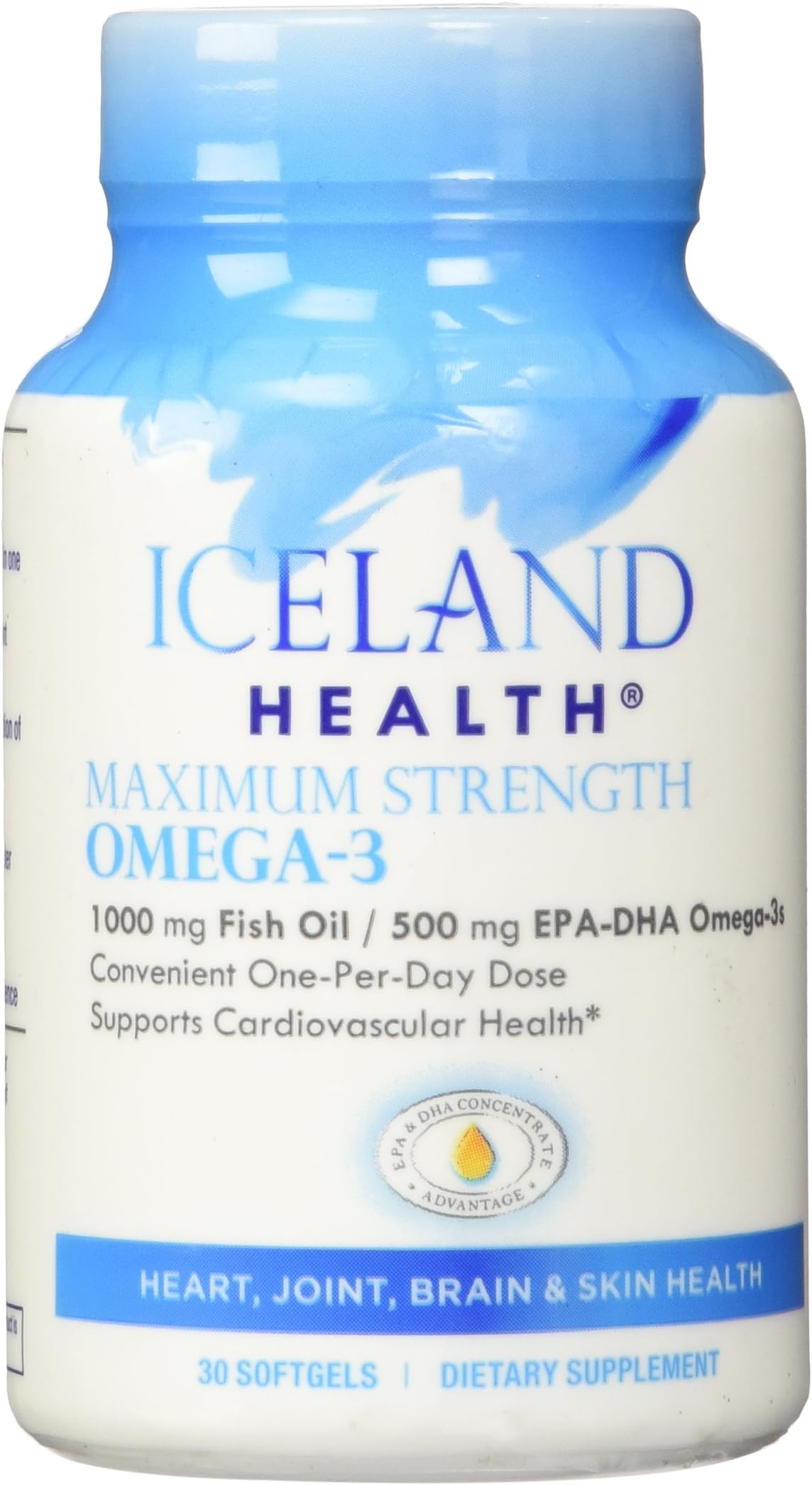 Maximum Strength Omega-3-1000mg Fish Oil - 500mg EPA-DHA Omega-3s - 30 Softgels