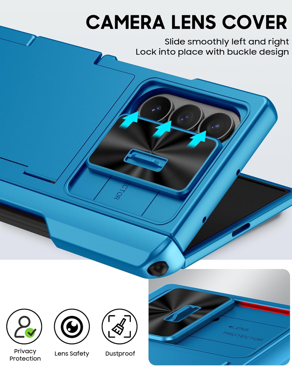 Vizvera for Samsung Galaxy Z Fold 7 Case RFID Wallet with Cards Holder [S Pen Included] [Camera Cover] Shockproof Silicone Protective Phone Case for Z Fold 7 2025(Lake Blue)