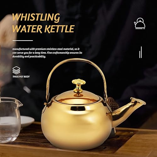 Miniatura 7 de ERINGOGO Tetera con filtro de té suelto extraíble y tapa, juego de tetera y tetera de acero inoxidable de 1.0 cuartos de galón, tetera silbante,