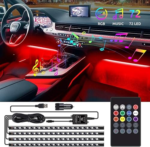 Luces LED para interior de coche, tiras decorativas, atmósfera, ambiente, kits de iluminación