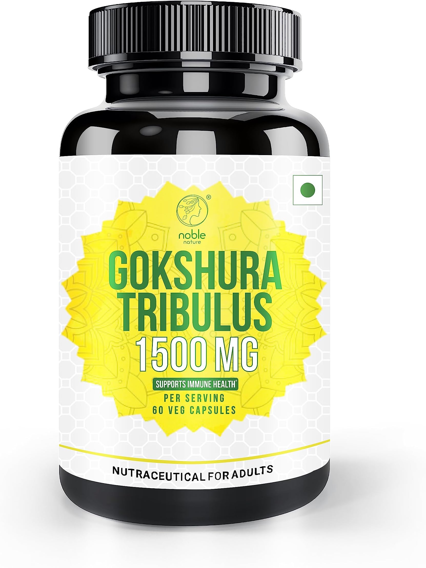 Organic Gokshura Tribulus Terrestris with Ashwagandha & Ginseng Extract | Stamina, Performance, Energy Booster, Muscle Builder | 1500mg Concentrated Extract Formula Supplement for Men & Women |